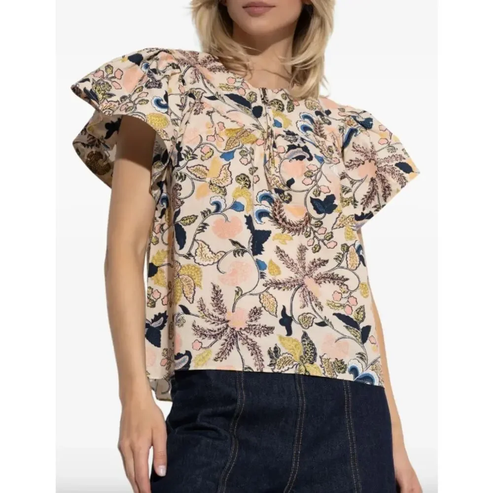 Ulla Johnson Perline Flutter Sleeve Floral Blouse Magnolia Size 0 NEW NWT - Picture 2 of 10